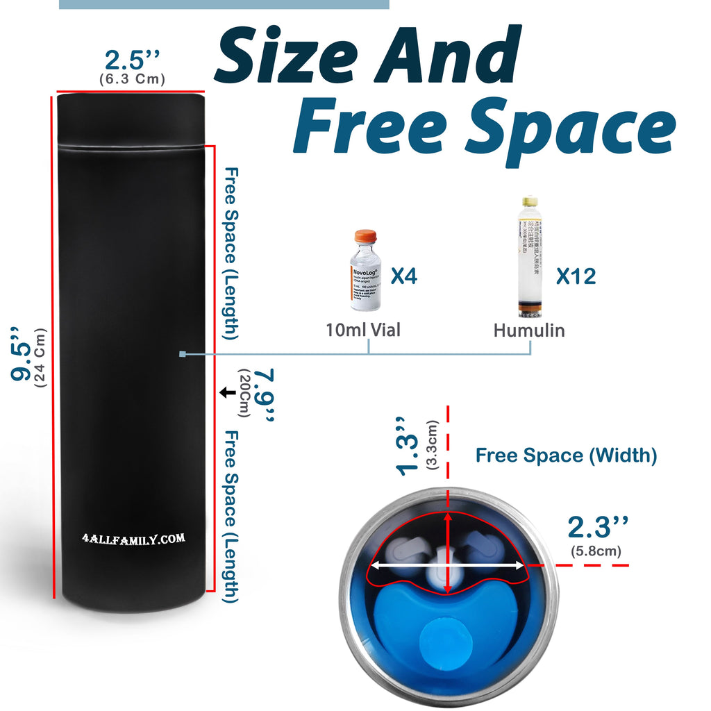 Nomad PRO - Insulin Carrying Case Cooler - 4AllFamily Canada - Black Color - Storage space for insulins vials and pens