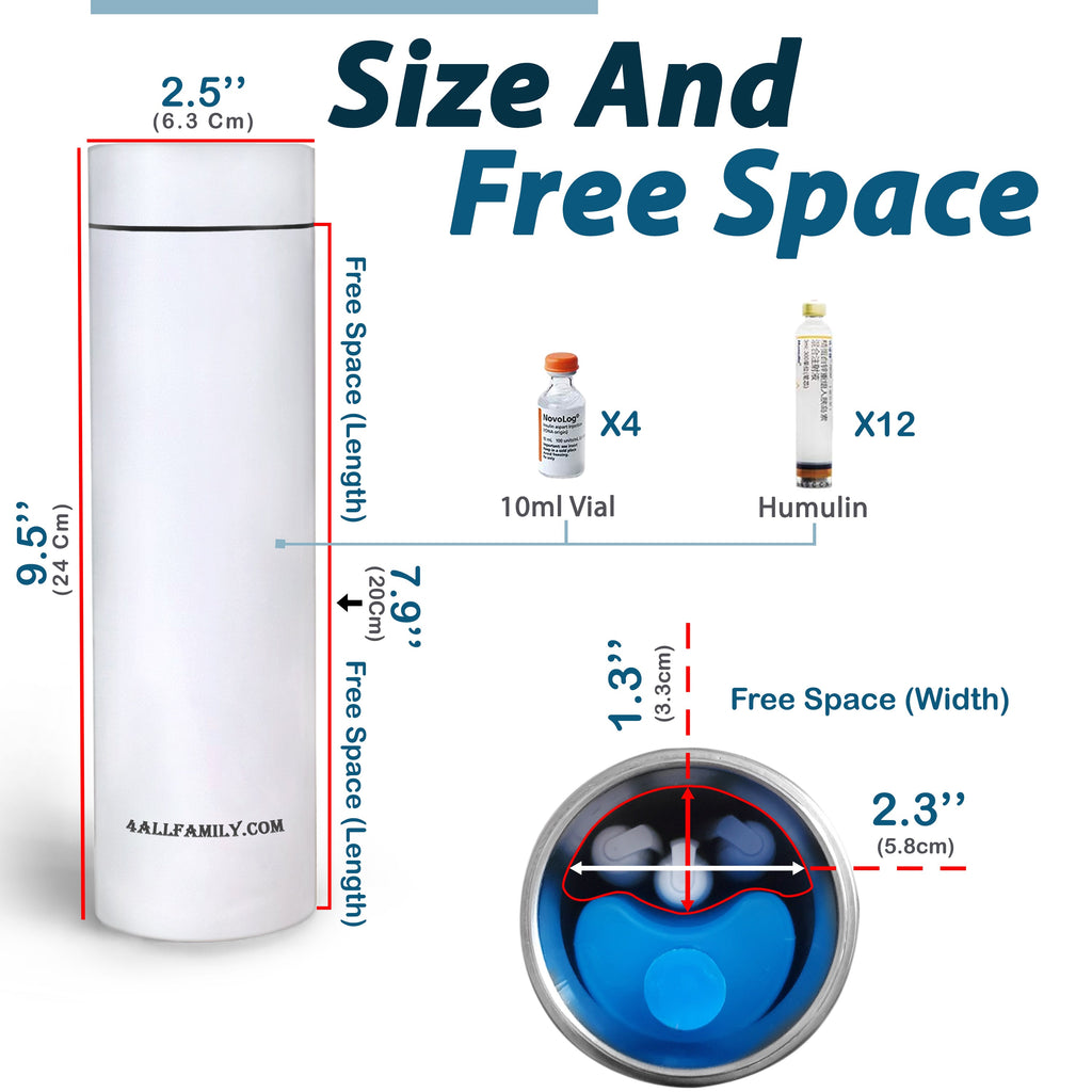 Nomad PRO - Insulin Carrying Case Cooler - 4AllFamily Canada - White Colour - Storage space for insulin pens and vials 